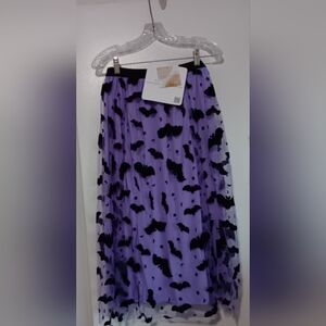 Purple Bat Print Skirt